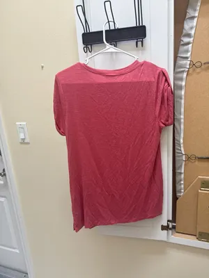 Wrangler Women's Short Sleeve Slub Knit Henley Top in Rose Pink thumbnail 3
