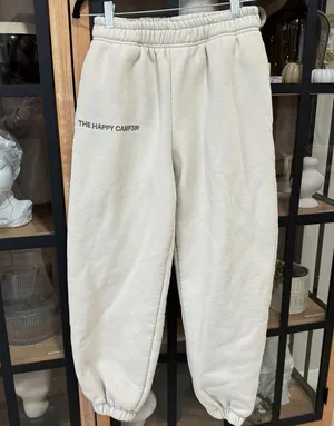The Happy Camp3r cloud sweatpants beige embroidered soft joggers pockets fleece thumbnail 1