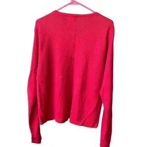 Teddi size XL beaded crocheted button front cardigan. Red thumbnail 3