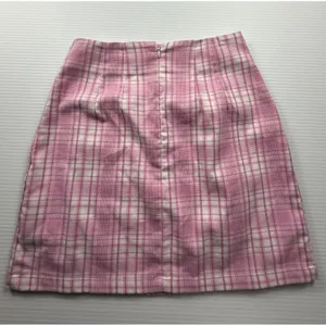 Brandy Melville Pink White Plaid Mini Skirt High Waisted Side‎ Slits Size XS S thumbnail 7