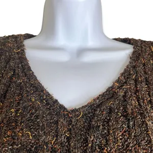 Vintage Alps Brown Marled V Neck Pullover Sweater Cableknit Long Sleeves Medium‎ thumbnail 3