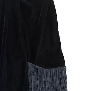 NWT Zara Women Black Fringed Velvet High Waist Ruched Front Detail Mini S #1140 thumbnail 8