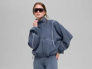 Alo Yoga Polar Fleece Game Time Full Zip Jacket Bluestone White Large thumbnail 2