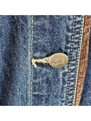 St John's Bay Women's 1X Denim Chore Barn Jacket Brown Corduroy Collar Blue thumbnail 5