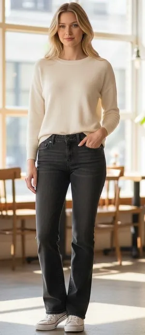 Michael Kors Black Sequin Fleur De‎ Lis Bootcut Jeans Womens 8P Petite thumbnail 1