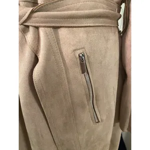 NWT Tahari Faux Suede Trench Coat Taupe Belted XL Long Duster Jacket Capsule thumbnail 9