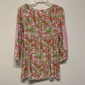 Crown & Ivy Tunic with Pink cotton lace & colorful design thumbnail 6