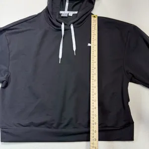 Puma Women's Black Pullover "Keeps You‎ Dry" Cropped Hoodie Sz. M Long Sleeves thumbnail 3