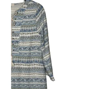 Entro Women's Shift Dress Tunic Floral Tasseled Tie‎ Long Sleeve Lace Up Small thumbnail 2
