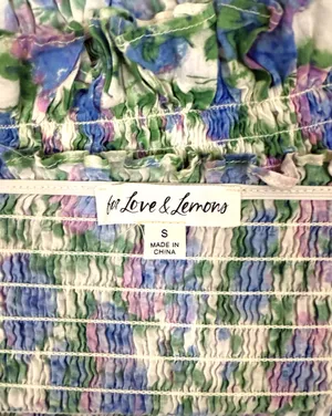 For Love & Lemons Floral Smocked Puff Sleeve Crop Top thumbnail 3
