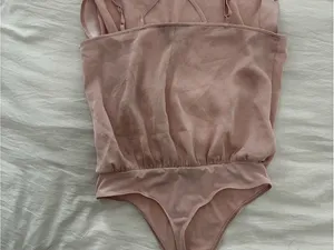 Express Blush Pink Strappy Bodysuit with Cross-Back thumbnail 3
