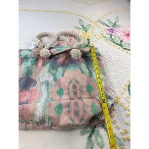 Abstract Beach Tote Bag Rope Handles‎ Turquoise Lining Travel Shopper thumbnail 4