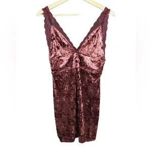 Free People Viper Velvet Sheath Dress Lace Mini Dress In Raspberry M thumbnail 3