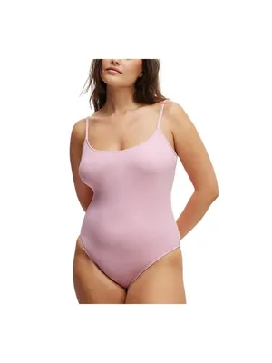 NWT Cotton On Scoop-Back Cheeky One-Piece Swimsuit Pirouette Crepe Purple Pink S thumbnail 2