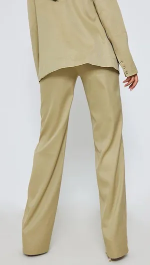 Pretty Little Thing NWT Tall Sage Green Tailored Wide Leg Pants thumbnail 3