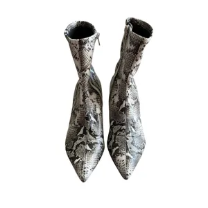 Abound Grey Snakeskin Print Pointed Toe Kitten‎ Heel Ankle Boots Size 7 NEW thumbnail 4