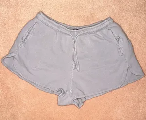 Brandy Melville Waffle Knit Shorts Periwinkle 100% Cotton Pockets Drawstring thumbnail 1