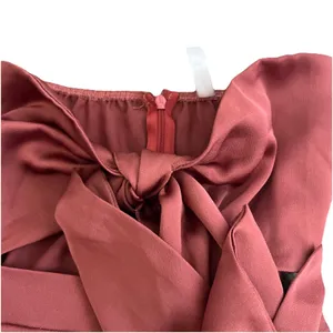 Lucy In The Sky Romper XS Tie Front Belly Cut Out Satin Pink thumbnail 4