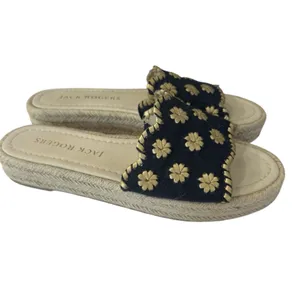 Jack Rogers Palmer Slide Espadrille Sandals Midnight Gold Linen Womens Size 9 M thumbnail 6