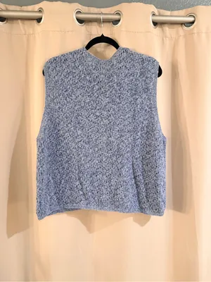 Source Unknown Vintage Blue Floral Knit Vest Sweater thumbnail 2