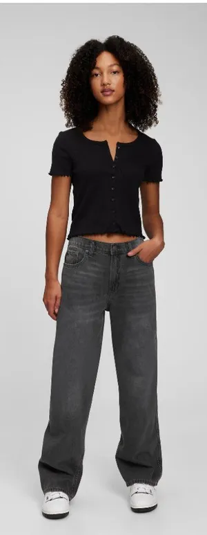 NWOT Gap Low Stride Relax Fit Jeans Black Wash Sz-8 thumbnail 1