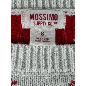 Mossimo Supply Co Women Small Fair Isle Polar Bear Holiday Knit Sweater Red Gray thumbnail 2