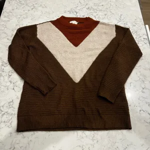 Bohme Womens Sweater‎ Size S Brown Beige V Neck Pullover Long Sleeve Knit thumbnail 1