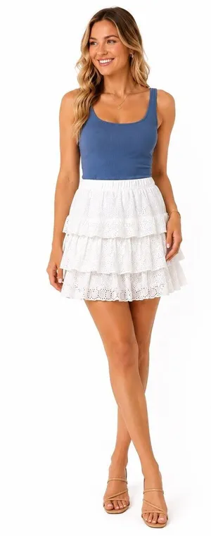 Revolve House of Harlow White Knit Mini Skirt Women’s Size XSMALL Lace Romantic thumbnail 1