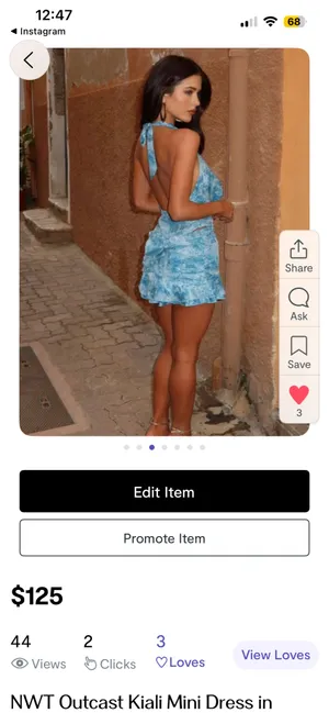 Generation Outcast NWT Kiali Mini Dress in Topaz Blue Medium thumbnail 2