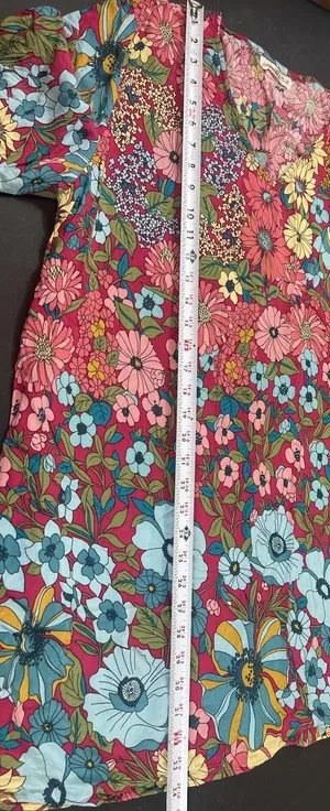 Natural Life Floral Mini Dress Womens M Pink Blue Boho Rayon Short Sleeve Hippie thumbnail 7