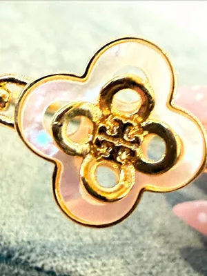 Tory Burch | Gold Plated Mother-of-Pearl Bangle Bracelet | Medium thumbnail 3