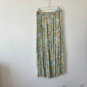 Billabong X Sun Chasers Rave Maxi Skirt Pastel Floral Watercolor Tiered XL thumbnail 6