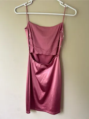 Windsor pink satin mini dress thumbnail 3