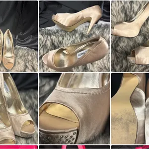 Steve Madden Women's Satin Peep Toe Heels‎ - Tan thumbnail 2