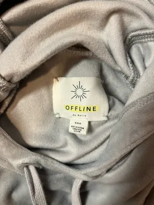 OFFLINE by Aerie Velour Hoodie Grey thumbnail 2
