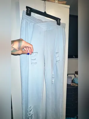 Vintage Havana Est 1954 Distressed Powder Blue Flare Sweatpants thumbnail 6