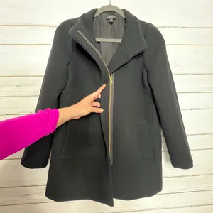 J.Crew Mercantile Black Wool Blend Zip Front Coat Women’s Size 6 thumbnail 8