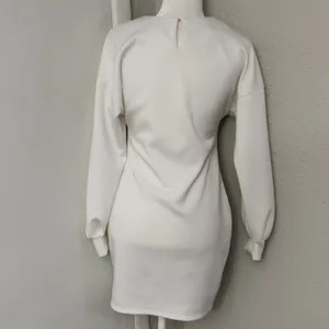 ASOS White/Black Mini Dress with Lace Up Corset Detail Balloon Sleeves 6 Party thumbnail 2