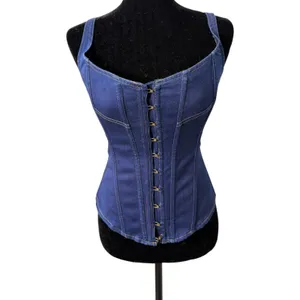 Frederick's of Hollywood Jean Denim Y2K Style Corset Top Size Medium thumbnail 2