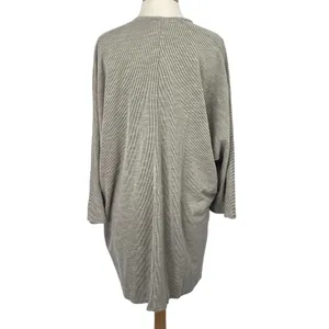 Anthropologie Donni Sandwash Cardigan Open Front Duster Ribbed Neutral Gray NEW One Size thumbnail 5
