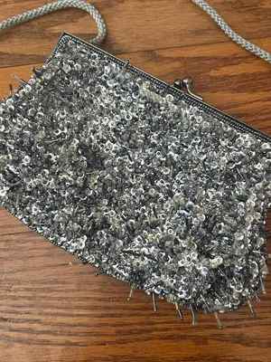 Vintage Inspired Beaded Sequined Evening Bag Detachable Rope Strap Clutch thumbnail 8