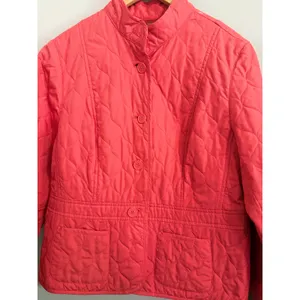 VINTAGE Valerie Stevens Quilted‎ Jacket Coral Pink Collar Button Front Size L thumbnail 2
