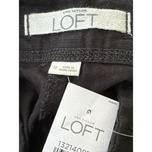 Loft Ann Taylor Women's 8 Black Zipper Cropped Capri Pants Cotton Pockets thumbnail 3