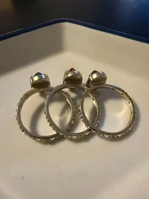 Kendra Scott Sterling Trio Heart Rings in Green, Red & Blue thumbnail 3
