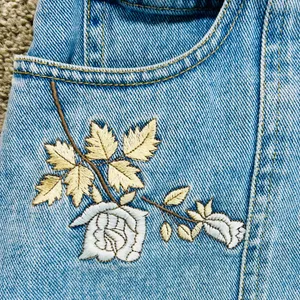 Vintage 90s Button-Front Denim Maxi Skirt with Floral Embroidery size 4 thumbnail 3