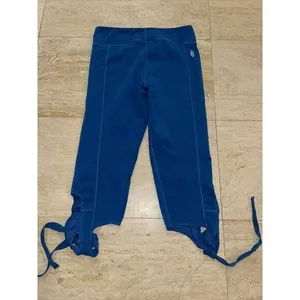 Free People Movement Cropped Pants Slit Hems W‎ Long Strap Sz M Blue thumbnail 6