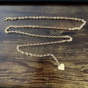 Gold Y2K Heart Charm Flat Link Draped Chain Belt, Fits Up to 48 Inches, X7GA1369 thumbnail 6