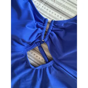 NWT Blue One Piece Cut Put Swimsuit Women’s Size XL Classic Beach Pool Monokini thumbnail 3