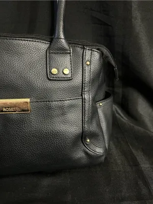 Rosetti Black & Gold Pebbled Faux Leather Satchel Handbag thumbnail 4