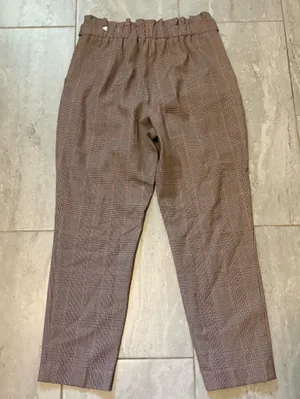 🆕Express Women’s Plaid Ankle Trousers High Rise in Brown Size M thumbnail 2